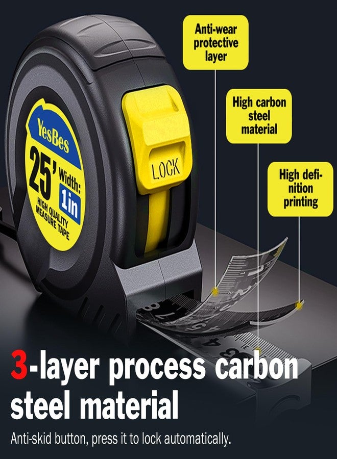 YesBes 10 Pack Bulk Tape Measure 25 FT with Fractions 1/8, Easy Read Retractable Measuring Tape, Great for House Construction and Carpenter - Image 3