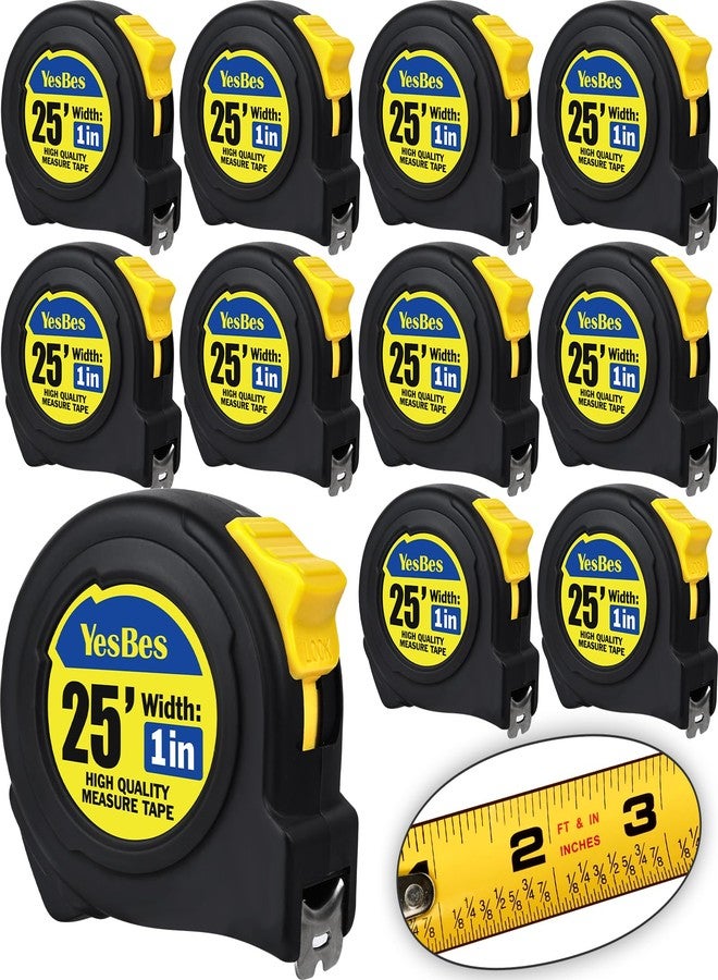 YesBes 10 Pack Bulk Tape Measure 25 FT with Fractions 1/8, Easy Read Retractable Measuring Tape, Great for House Construction and Carpenter - Image 1