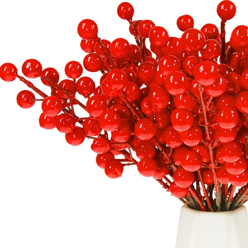 Tinsow Artificial Red Berry Stems Christmas Holly Berry Branches Red Berry Picks For Holiday Home Decor And Crafts (Red  30) - Image 3