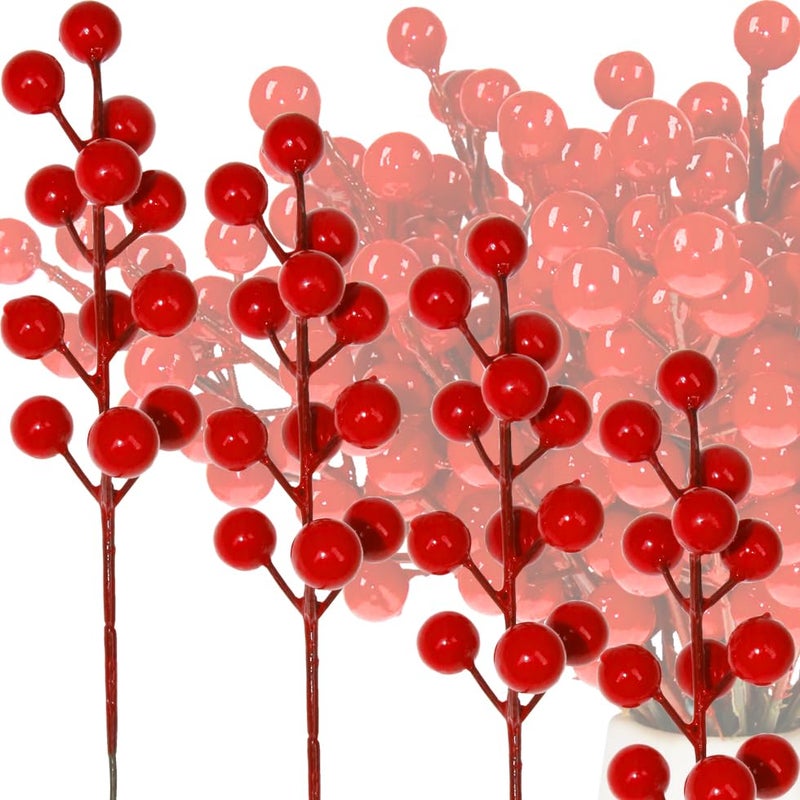 Tinsow Artificial Red Berry Stems Christmas Holly Berry Branches Red Berry Picks For Holiday Home Decor And Crafts (Red  30) - Image 4