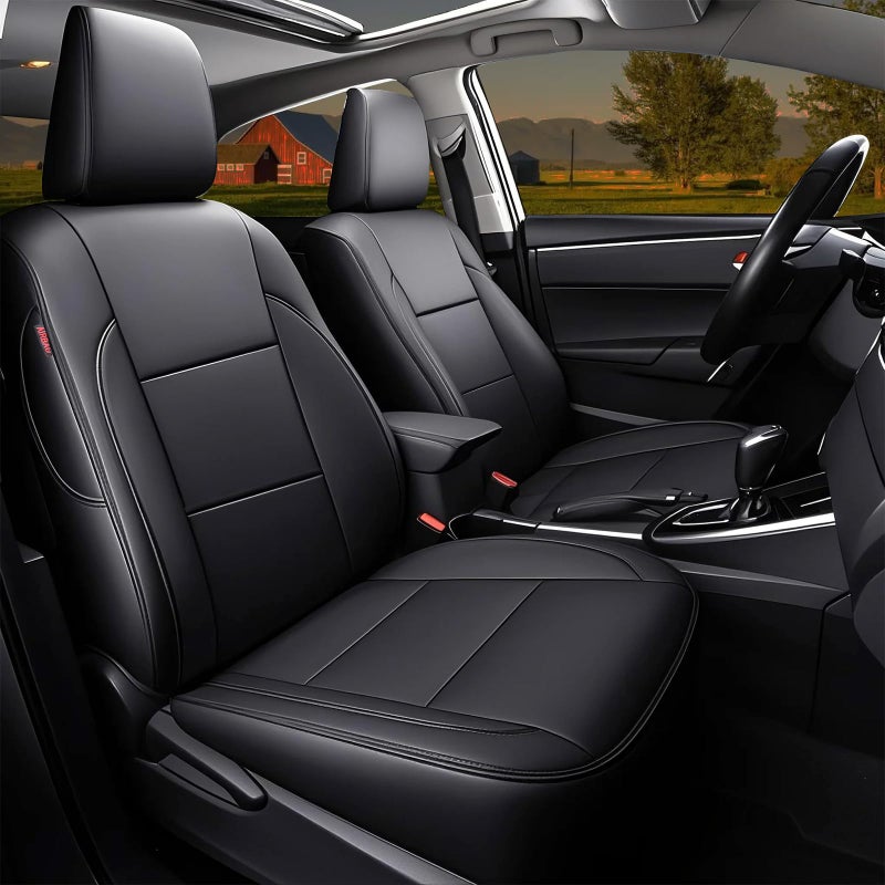 HKZ Custom Fit Leather Seat Covers for Toyota Camry 2012 2013 2014 2015 2016 2017 L LE XLE Gas Model Only 5Seats Full SetBlack