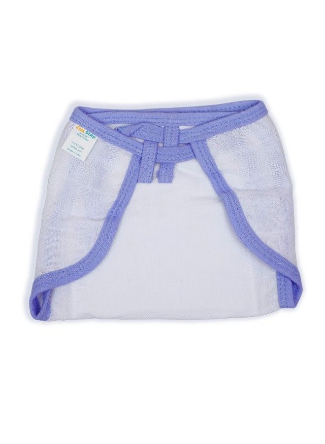 1st Step Washable And 100% Cotton Nappies (White & Blue New Born) - Image 3