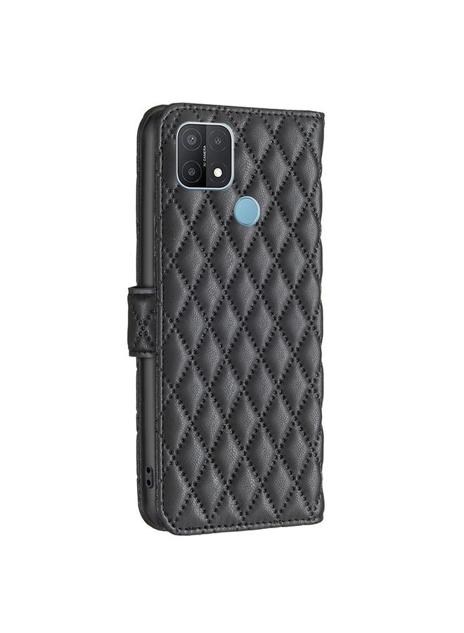 اس-توب جراب هاتف OPPO A15 من الجلد بتصميم محفظة شبكية ماسية قابلة للطي - Image 3