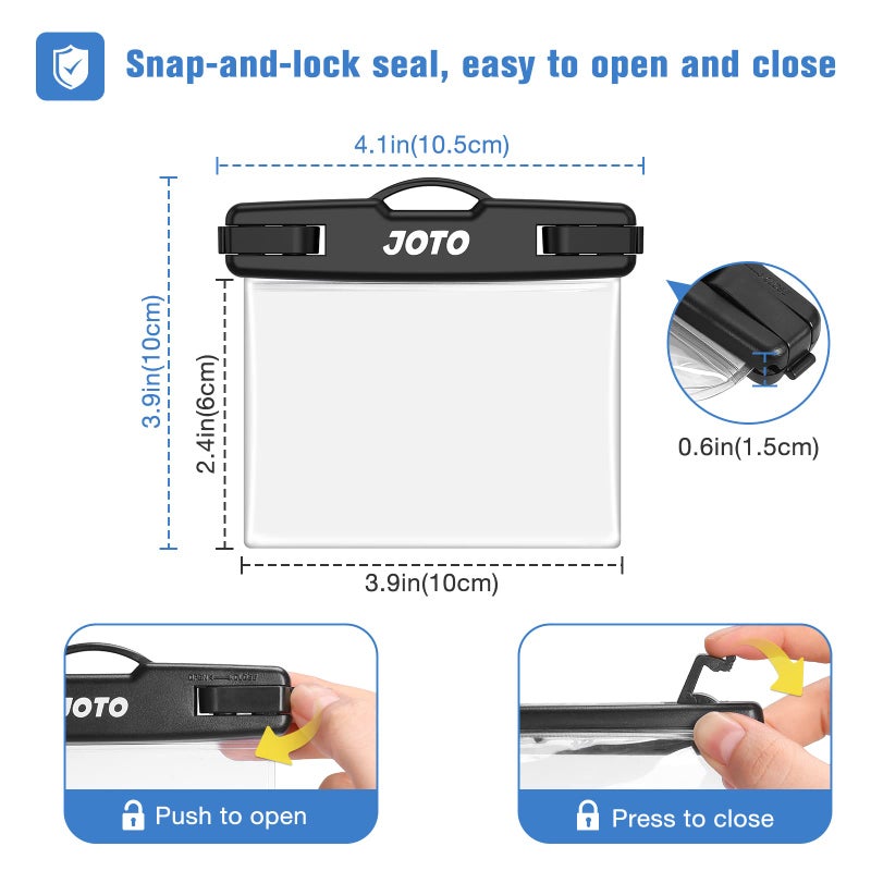 JOTO 2 Pack Waterproof Car Key FOB Case with Lanyard for Swimming Surfing, Small Waterproof Wallet Dry Bag for Money Credit ID Card Cash Coins -Black - Image 4
