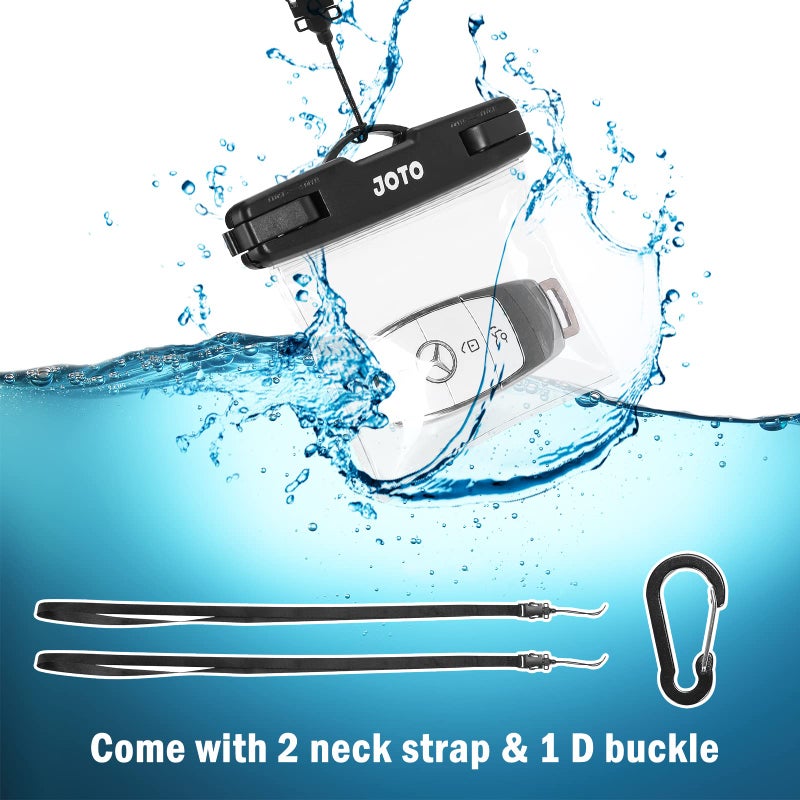 JOTO 2 Pack Waterproof Car Key FOB Case with Lanyard for Swimming Surfing, Small Waterproof Wallet Dry Bag for Money Credit ID Card Cash Coins -Black - Image 3