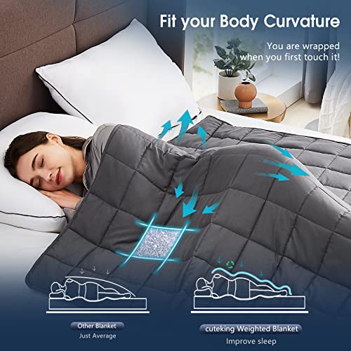 CuteKing Weighted Blanket for Adults(15lbs, 60"x80", Grey) Heavy Blanket for 140-150lbs, Weighted Blanket for Cooling & Heating with Premium Glass Beads, Soft Thick Blanket for Adult All-Season - Image 5