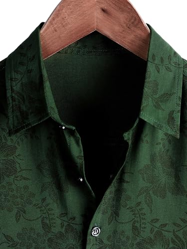JOTOOK Mens Hawaiian Shirt Short Sleeve Button Down Tropical Shirts Casual Floral Summer Beach Shirt Holiday Shirt XX-Large GreenFlower - Image 3