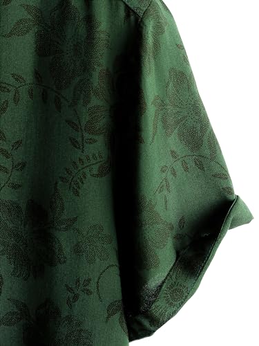 JOTOOK Mens Hawaiian Shirt Short Sleeve Button Down Tropical Shirts Casual Floral Summer Beach Shirt Holiday Shirt XX-Large GreenFlower - Image 4