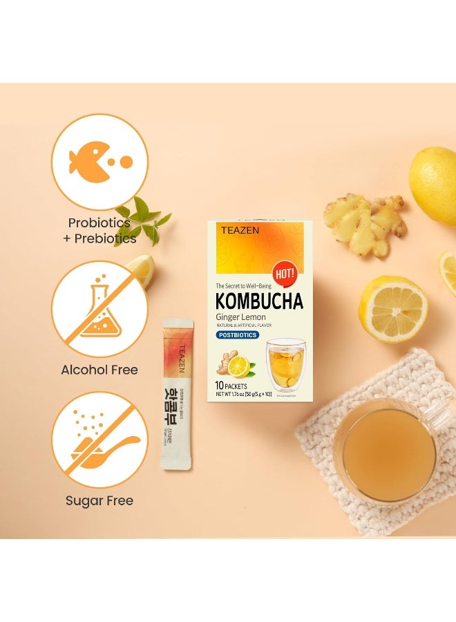 TEAZEN Ginger Lemon Hot Kombucha Tea - Image 4