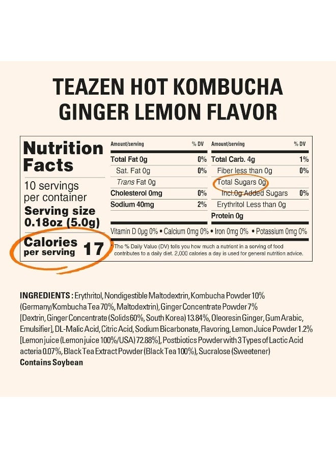 TEAZEN Ginger Lemon Hot Kombucha Tea - Image 2