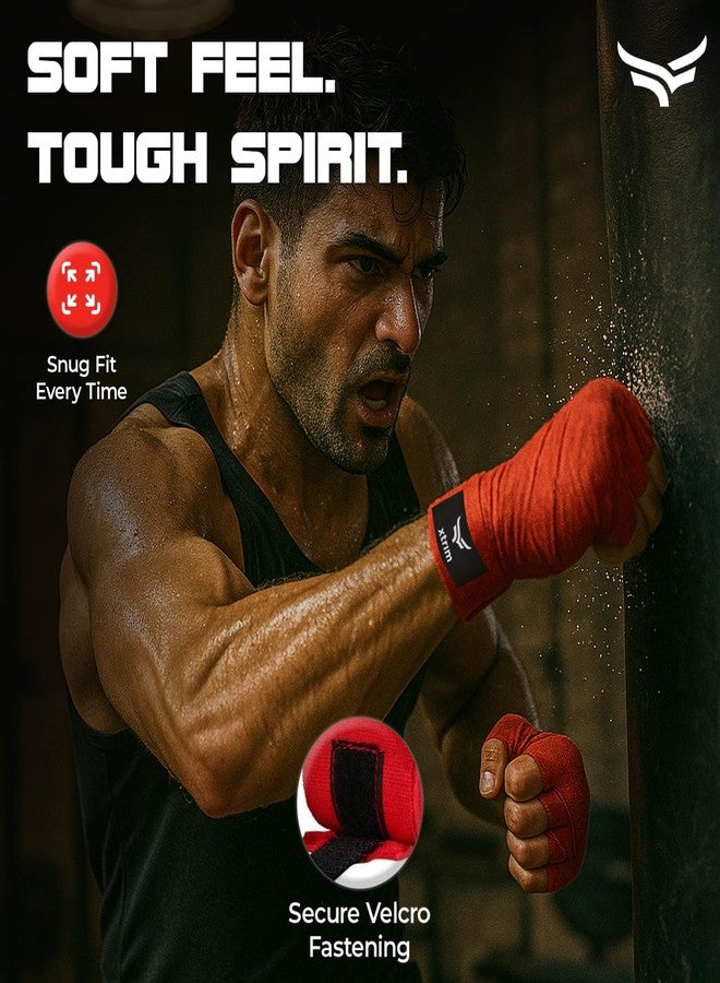 Xtrim Boxing Hand Wraps for Men & Women, Set of 2, 5cm x 2.5m, Polyester Cotton Blend, Wrist Support for MMA, Boxing, Muay Thai, Kickboxing, Velcro Closure, Training Accessories (Red) - Image 5