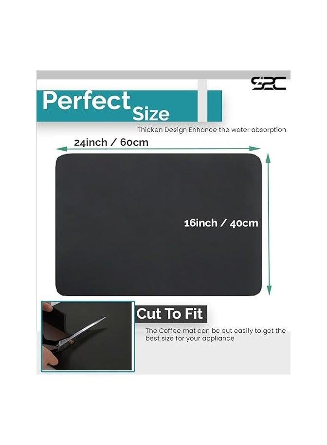 S2C Anti-Slip Kitchen Mat, Dish Drying Mat, High Absorbent, 3.5mm Thick, 60x40cm Black - Image 3