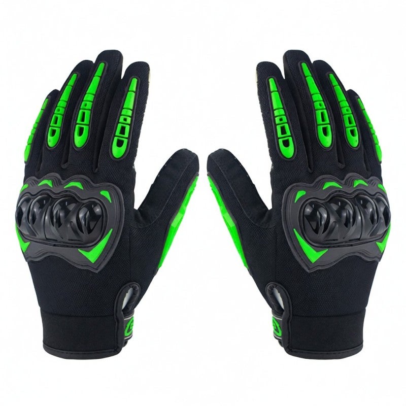 Motorcycle Gloves: L Size Black And Green, Premium Breathable Moisture-Wicking Material - Touchscreen Compatible Fingertips, Non-Slip Palm For Men And Women Motorcyclists - Image 1