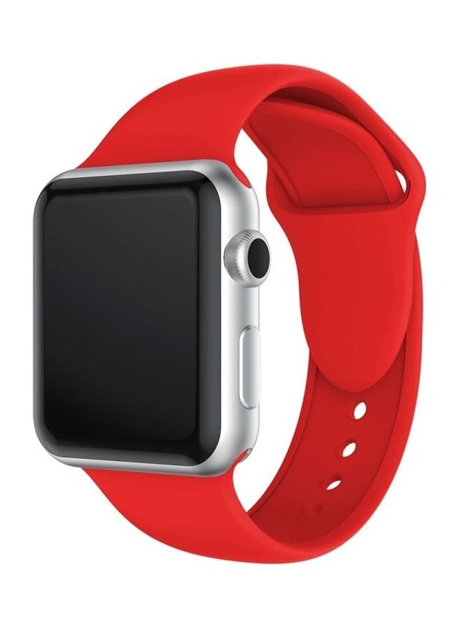 NIBEMINENT Double Rivets Silicone Watch Band Red - Image 1