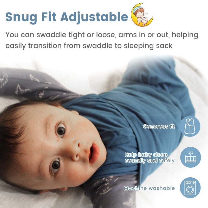 ZIGJOY Sleep Sack Swaddle 0.5 TOG Baby Wearable Blanket 100% Cotton Baby Swaddle Blanket for Newborns 0-6 Months for Boy Girl, Blue&Space - Image 5