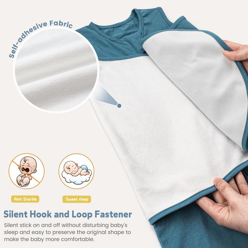 ZIGJOY Sleep Sack Swaddle 0.5 TOG Baby Wearable Blanket 100% Cotton Baby Swaddle Blanket for Newborns 0-6 Months for Boy Girl, Blue&Space - Image 3