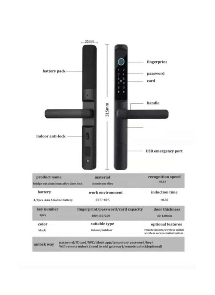 TMAS - TMAS SMART LOCK finger print - password-CARD-TUYA APP - Image 1