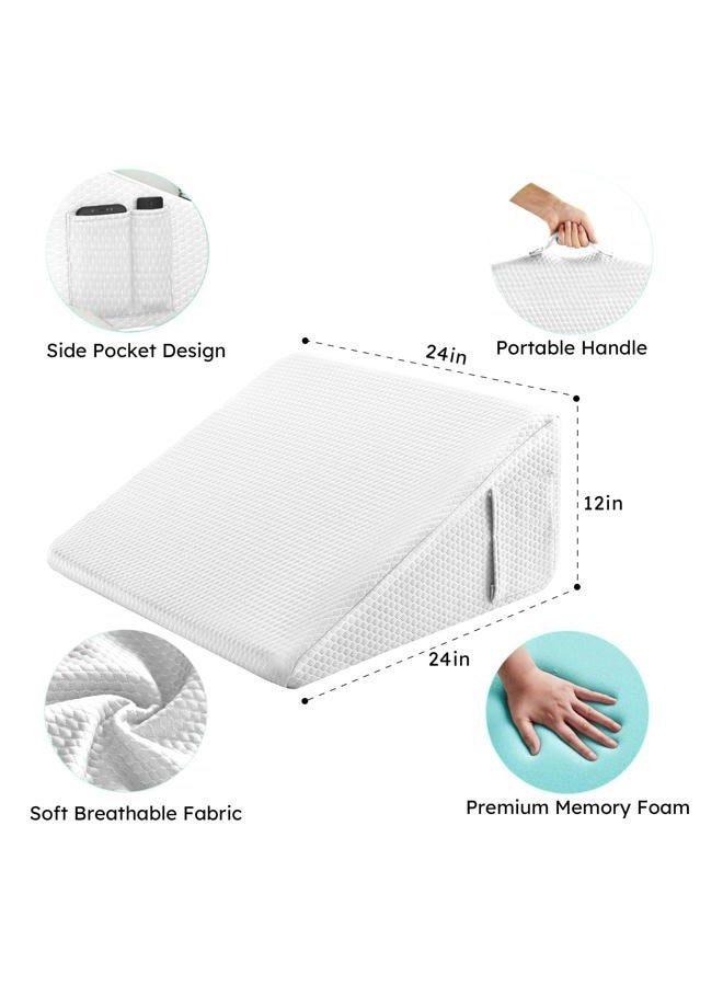 Bedluxe Wedge Pillow for Sleeping, 12 inch Elevated Support Bed Wedge Pillow, Breathable Triangle Pillow Wedge with Cooling Memory Foam Top - Removable Washable Cover, White - Image 5