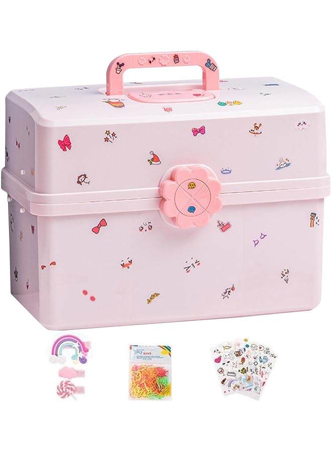 The Bros Hair Accessories Organizer - Pink Jewelry Box for Girls | Accessory Storage Container Case - Image 1