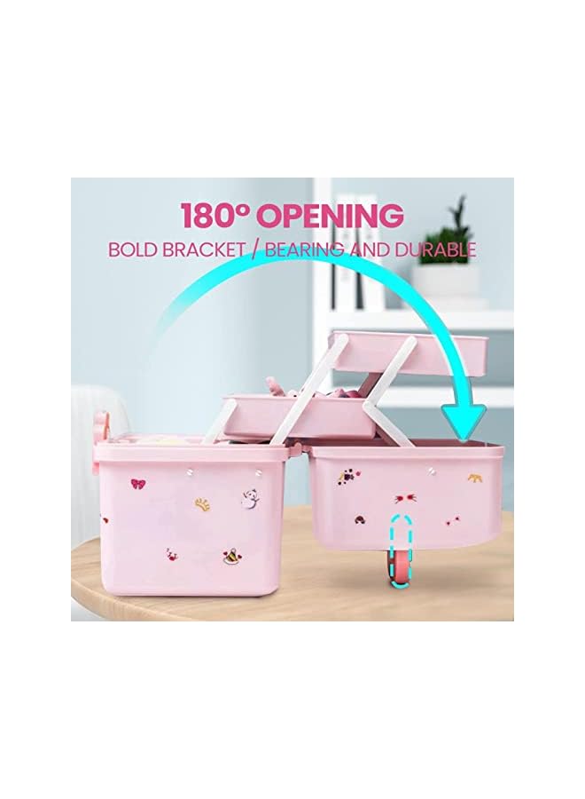The Bros Hair Accessories Organizer - Pink Jewelry Box for Girls | Accessory Storage Container Case - Image 5