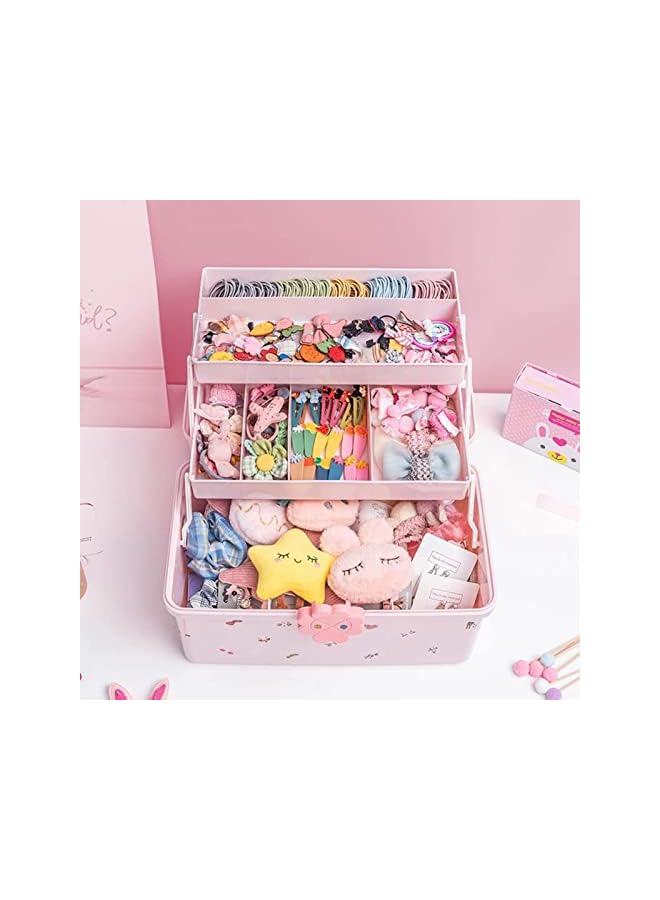 The Bros Hair Accessories Organizer - Pink Jewelry Box for Girls | Accessory Storage Container Case - Image 2