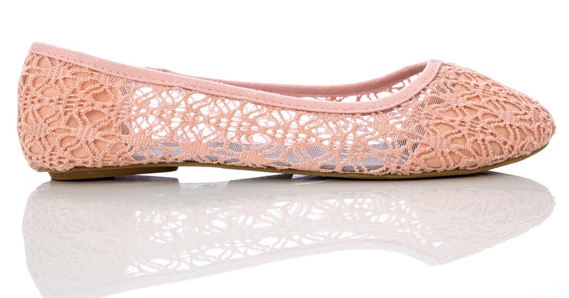 Charles Albert Women's Breathable Crochet Lace Ballet Flats - Comfortable Round Toe Slip On Mesh Flats for Women, Blush, 6 - Image 2