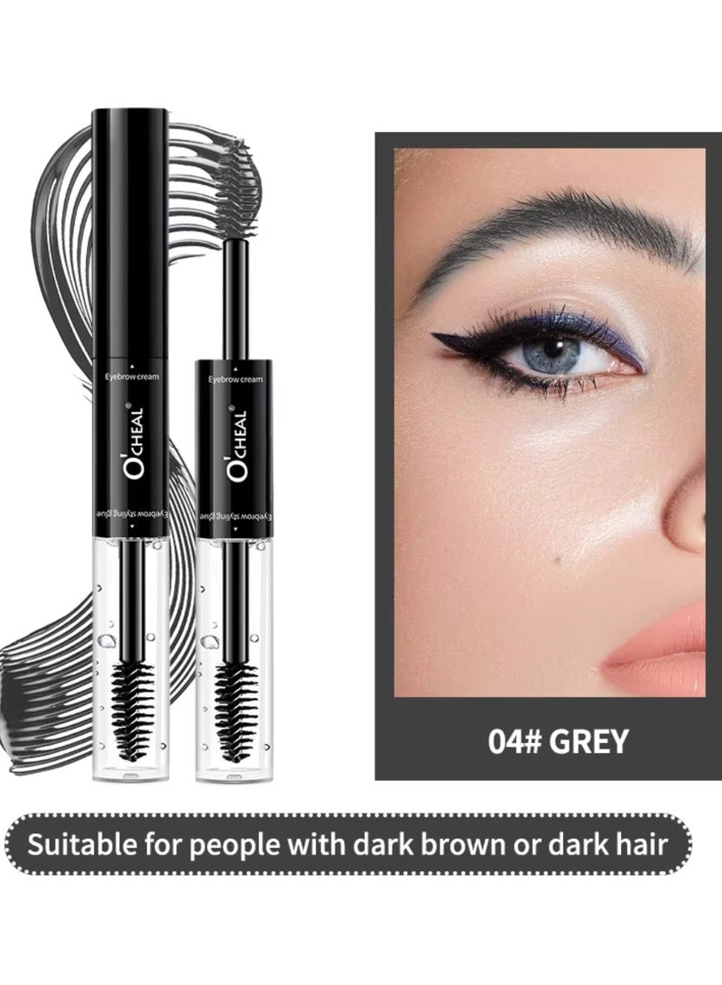 OCHEAL Double Head Eyebrow Styling Gel and Color Cream Natural Fast Drying Film Forming Waterproof and Sweatproof Brow Makeup Eyebrow Color Cream and Brow Styling Gel Grey 04 - Image 2