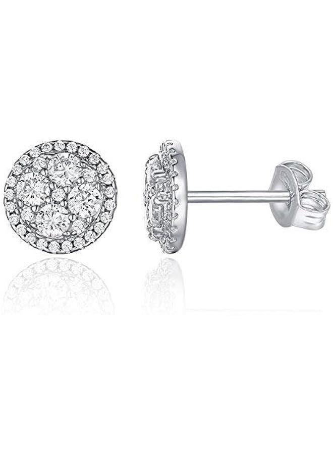 PAVOI 14K Gold Plated Sterling Silver Post Stud Earrings for Women | Pave CZ Mini Disc | Gold Earrings for Women - Image 1