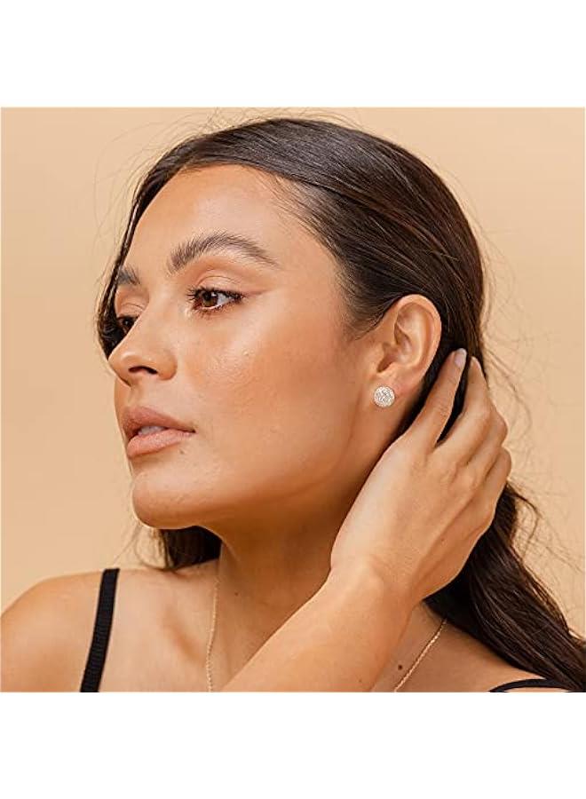 PAVOI 14K Gold Plated Sterling Silver Post Stud Earrings for Women | Pave CZ Mini Disc | Gold Earrings for Women - Image 2