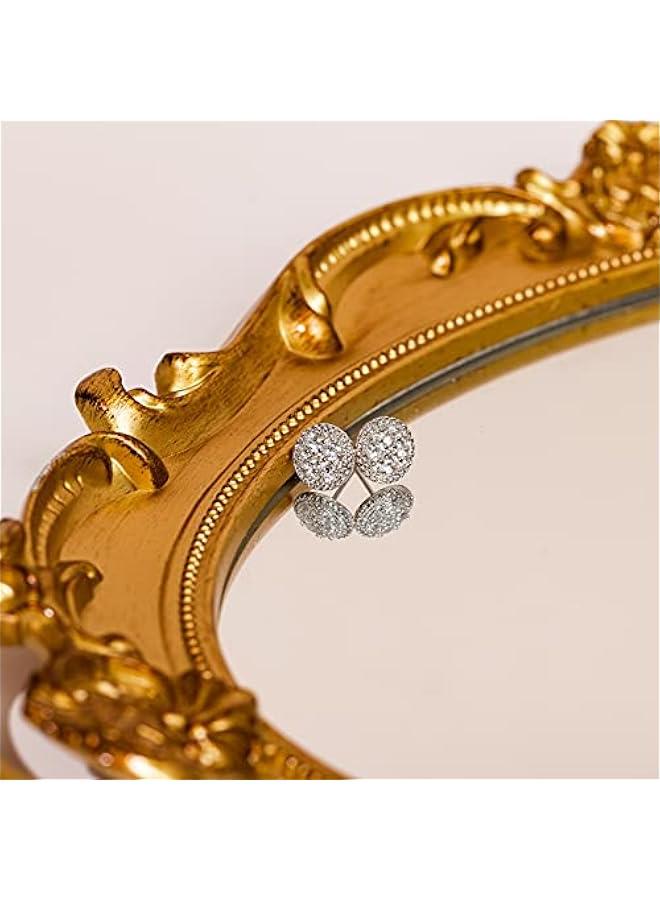 PAVOI 14K Gold Plated Sterling Silver Post Stud Earrings for Women | Pave CZ Mini Disc | Gold Earrings for Women - Image 3