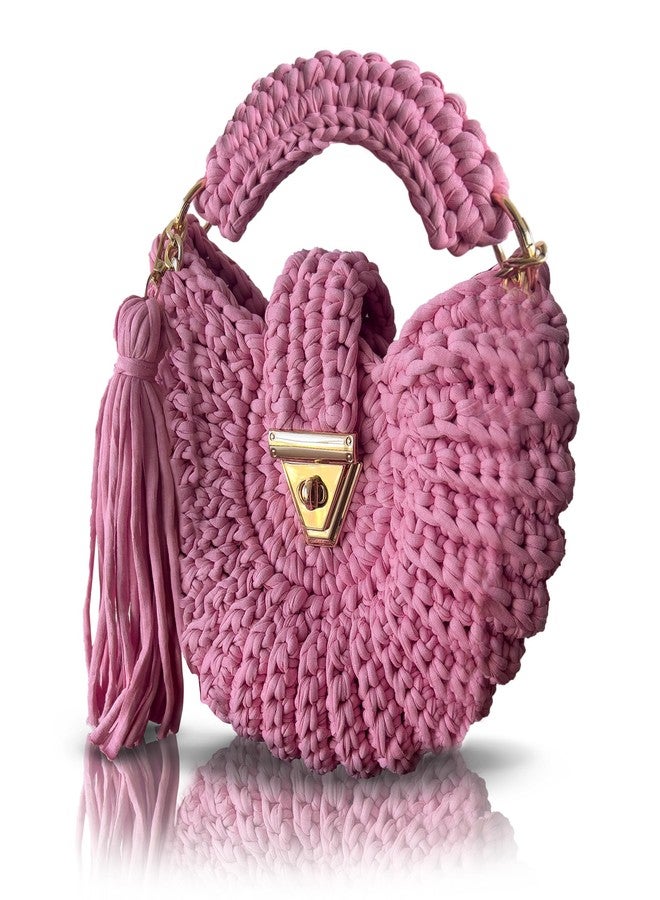 CHQEL Evening Clutch Bag for Women, Handmade Crochet Wedding Party Purse, Small Flap Formal Crossbody Handbag Evening Clutch (PRETTY) - Image 3