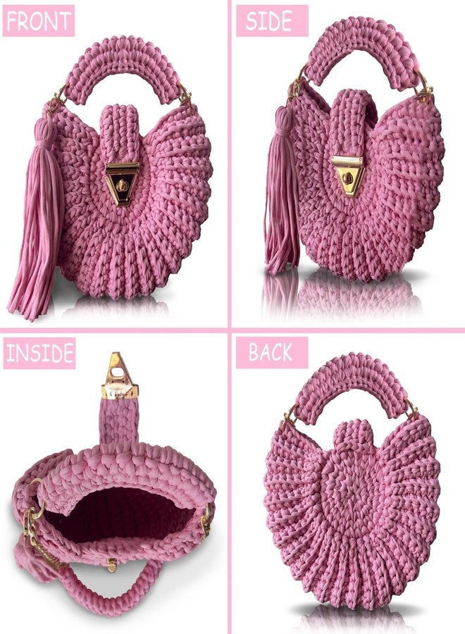 CHQEL Evening Clutch Bag for Women, Handmade Crochet Wedding Party Purse, Small Flap Formal Crossbody Handbag Evening Clutch (PRETTY) - Image 5