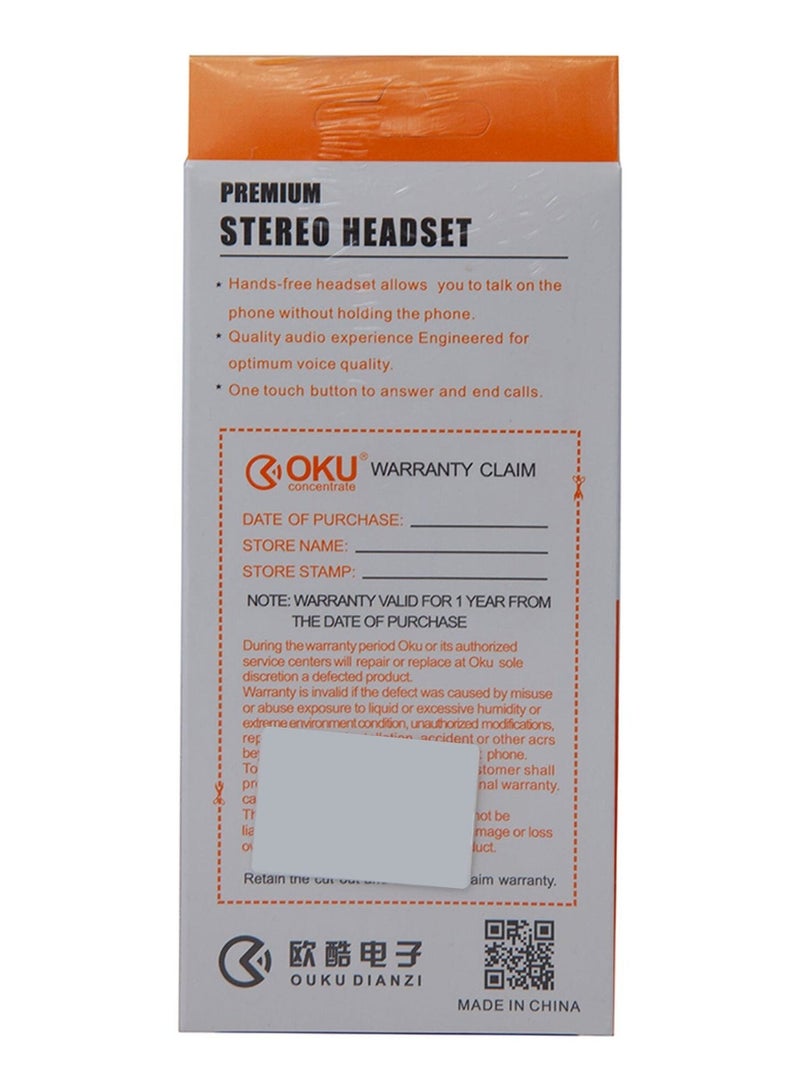 OKU Concentrate Oku-02 Universal Premium Stereo Headset White - Image 2