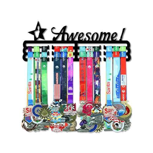 Resama Awesome Medal Hanger Holder Display Rack for Awards Ribbons Personalized Medal Sports Themed Race Ribbon Holder for Wall Metal Display Men Boy Girl Kid - Image 1