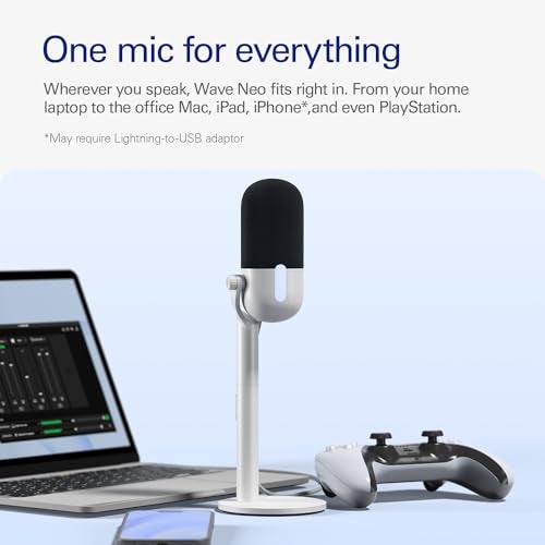 Elgato Wave Neo – USB Microphone for PC or Mac, Plug-’n-Play, Professional Recording, for Teams/Zoom/Gaming/Podcasting/TikTok/Discord – Works on Laptop, iPad, PS4/PS5, & iPhone (with Adaptor). - Image 4