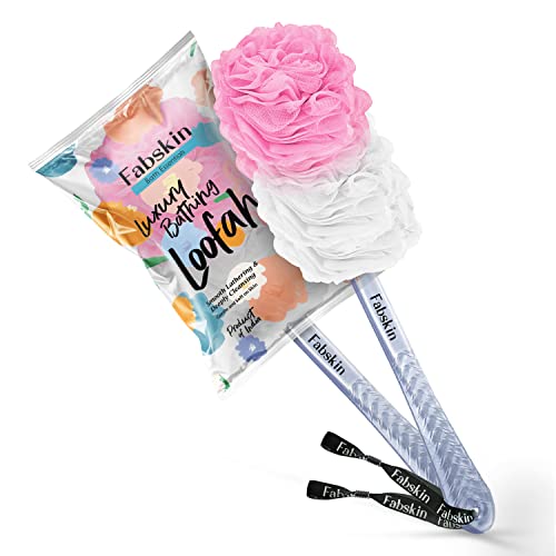 Fabskin Bath Body Brush Loofah For Men & Women With Long Handle | Body Bath Brush | Back Scrubber For Bathing | Made In India (Pink) - Image 1