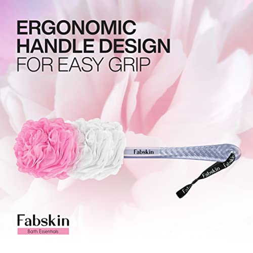 Fabskin Bath Body Brush Loofah For Men & Women With Long Handle | Body Bath Brush | Back Scrubber For Bathing | Made In India (Pink) - Image 3