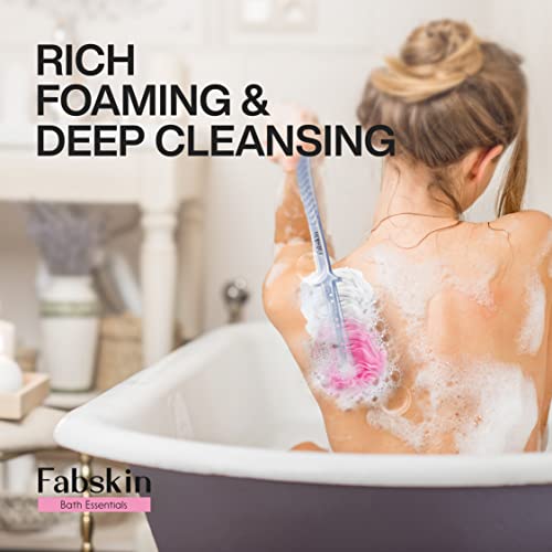 Fabskin Bath Body Brush Loofah For Men & Women With Long Handle | Body Bath Brush | Back Scrubber For Bathing | Made In India (Pink) - Image 4