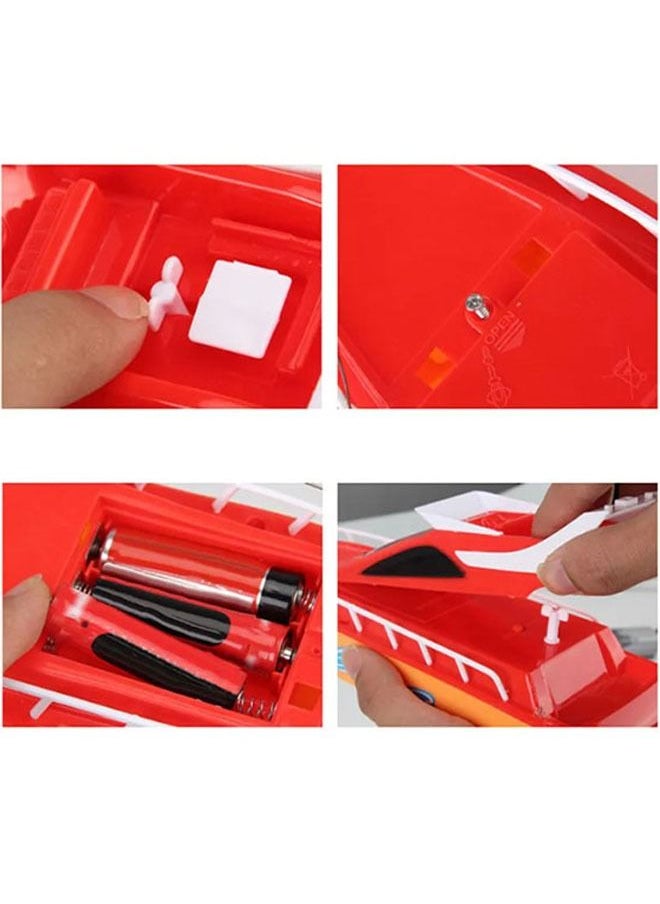 YelaJoy Wireless Mini Remote Speedboat Battery Remote Control Boat with Light Electric Simulation Model Toys Children Swimming Pool Lake (Red)  - Image 2