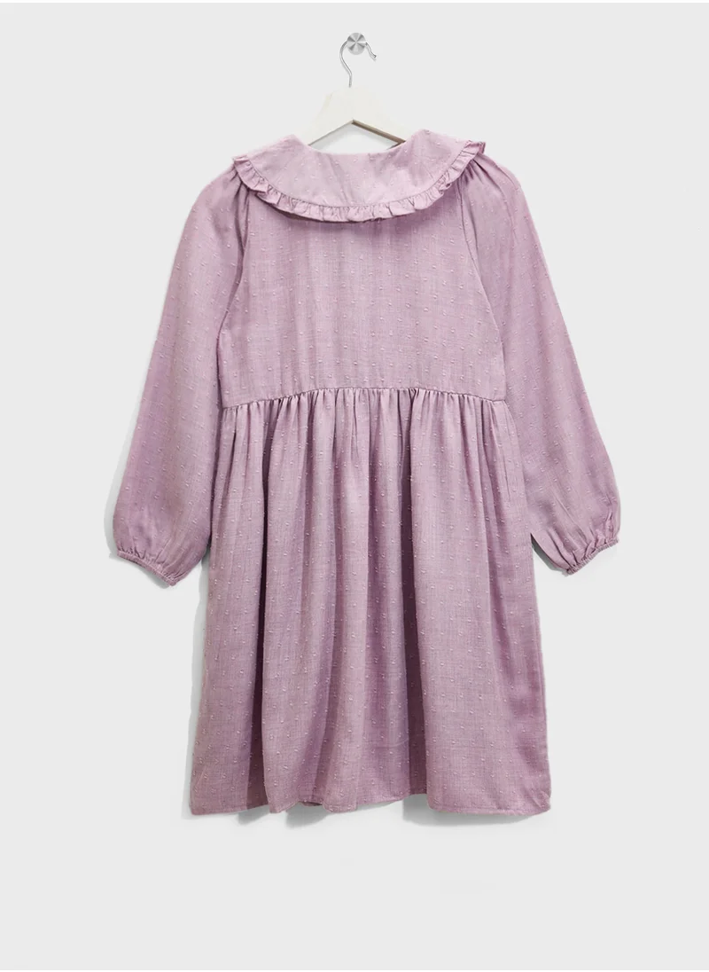 ريبلز مع نمشي Girls Peter Pen Collar & Bow Dress