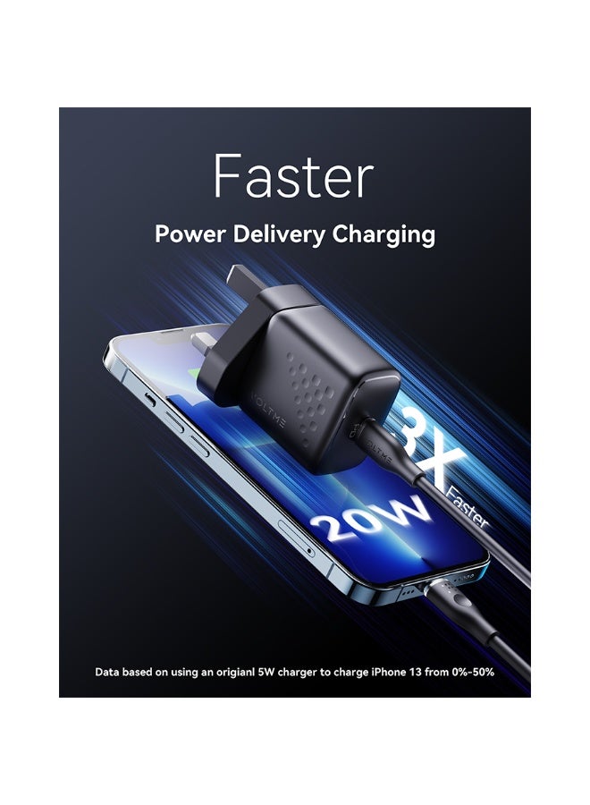 Voltme Wall Charger Revo Lite USB-C Port 20W - Black - Image 2