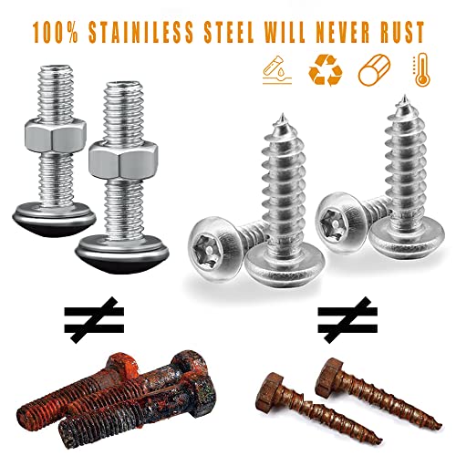 HAOBO Anti Theft License Plate Screws, Anti Theft License Plate Frame Bolts Tamper Resistant Fasteners, Stainless Steel License Plate Screws, 1/4"(M6) Security Screw Set for Protection Car License Plates - Image 2