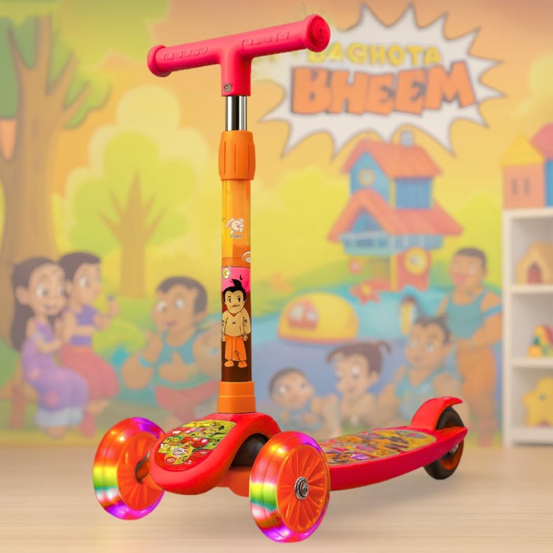 Storio سكوتر أطفال قابل للطي من تشوتا بيم مع عجلات مضيئة وارتفاع قابل للتعديل | 3+ سنوات للأولاد والبنات | سعة 50 كجم | لعبة ممتعة في الهواء الطلق - أحمر - Image 1