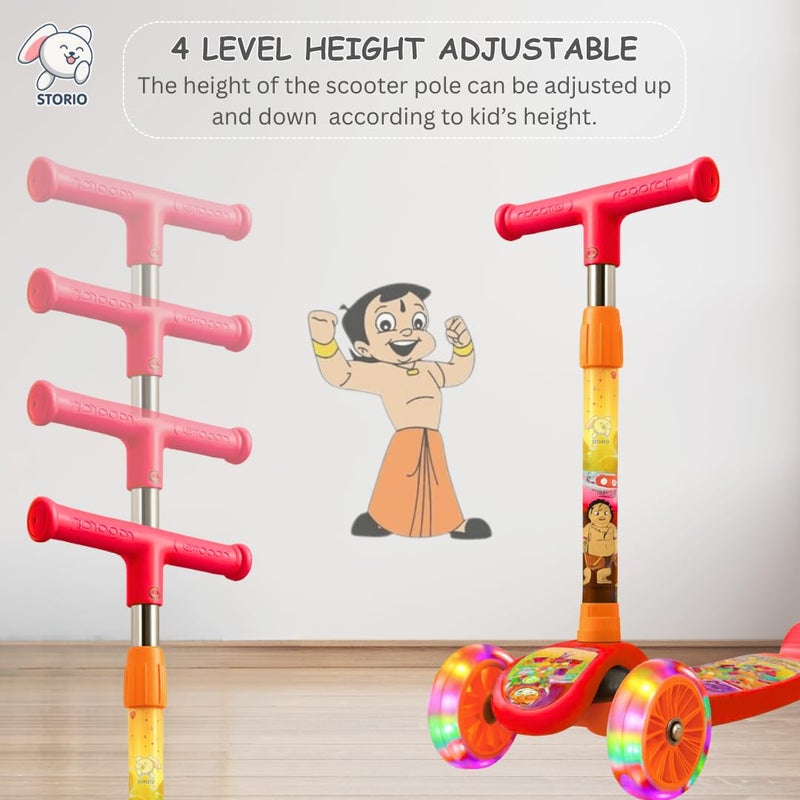 Storio سكوتر أطفال قابل للطي من تشوتا بيم مع عجلات مضيئة وارتفاع قابل للتعديل | 3+ سنوات للأولاد والبنات | سعة 50 كجم | لعبة ممتعة في الهواء الطلق - أحمر - Image 2