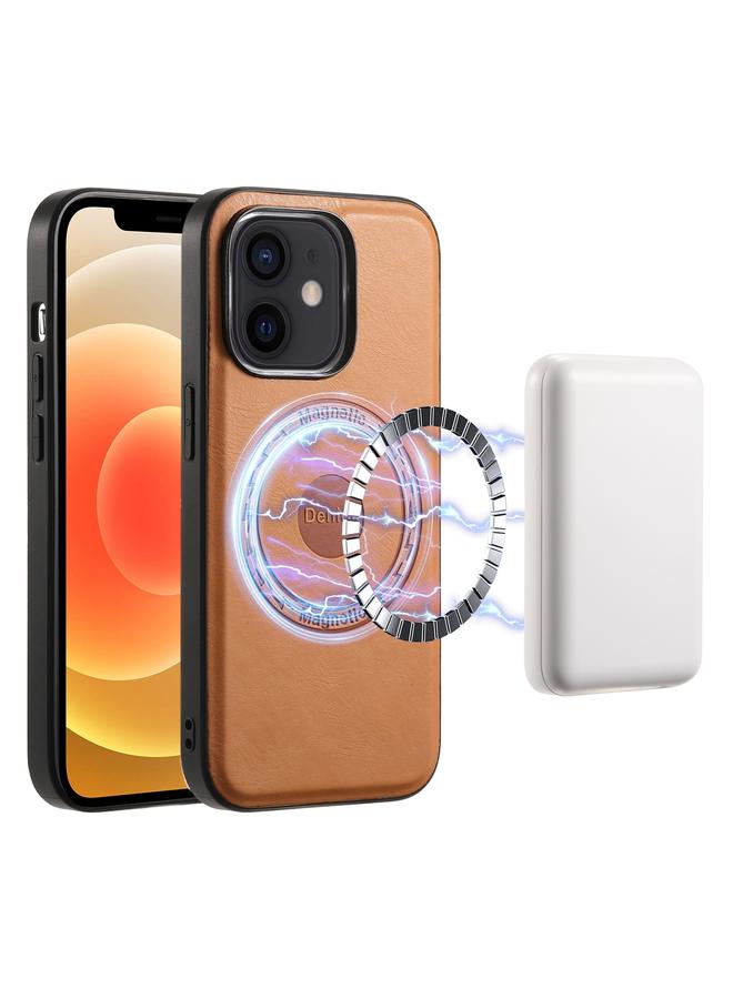 Case For iPhone 12/12 Pro Cowhide Texture Leather MagSafe Phone Case