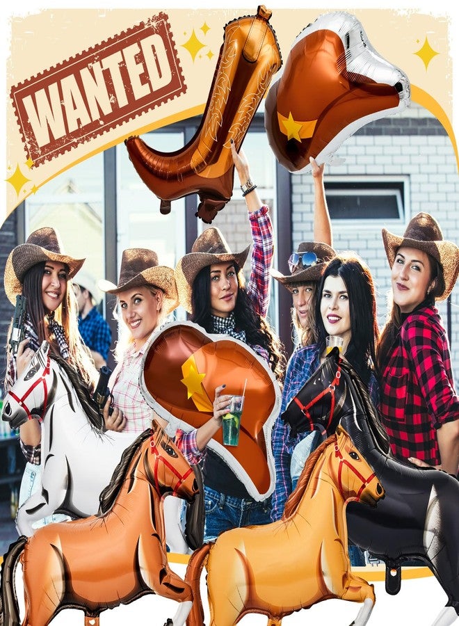 PullCrease 16 Pcs Western Party Balloons - Horse, Cow, Cowgirl Boot, Cowboy Hat Foil for Western Decorations, Cowgirl Cowboy Themed Birthday Party - Image 5