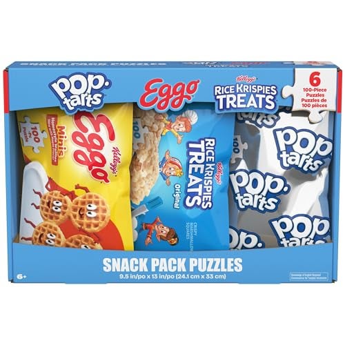 Spin Master Games Snack Puzzles 6Pack 100 Pieces Each Kids Puzzle Eggo Waffles Rice Krispies Treat Pop Tarts Preschool Toys for Girls Boys Easter Gift Ages 6 Up - Image 1