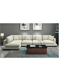 Comfynest Nordic Style Fabric Sofa Modern Living Room L-shape Sofa Technology Fabric Sofa home furniture set (White)  - Image 1