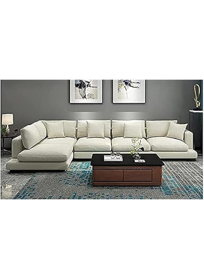 Comfynest طقم أثاث منزلي من أريكة قماشية على شكل حرف L على الطراز الاسكندنافي لغرفة المعيشة الحديثة (أبيض)  - Image 1