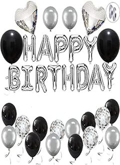 Birthday Decoration Men Women Silver Black Happy Birthday Balloons Banner Party Decorations